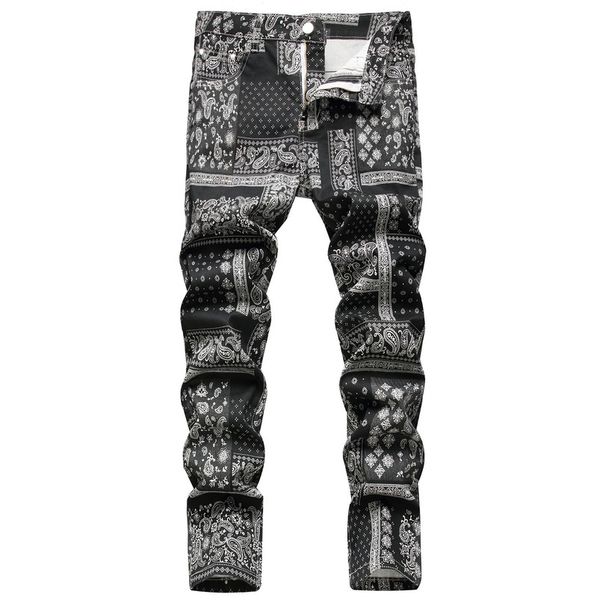 men's jeans men paisley bandanna printed jeans fashion 3d digital painted stretch denim pants slim straight black trousers 220827, Blue
men's jeans men paisley bandanna printed jeans fashion 3d digital painted stretch denim pants slim straight black trousers 220827, Blue