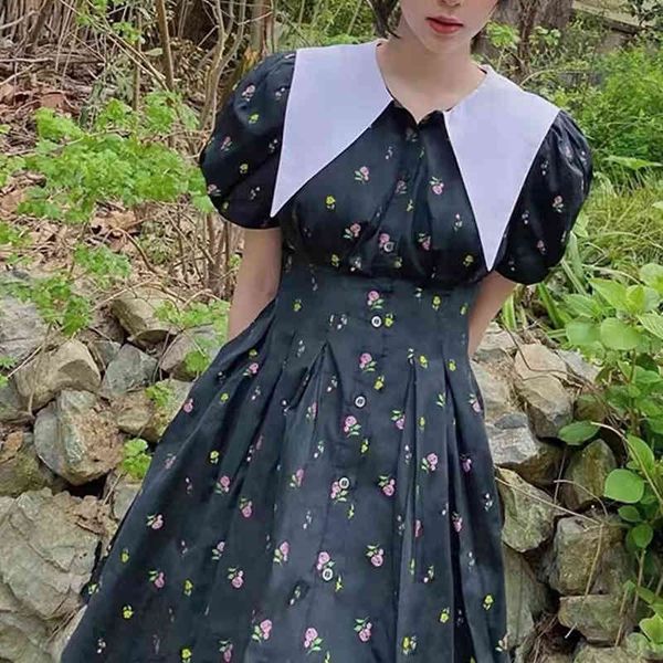 casual dresses nana the same french style waist is narrowed a-shaped age-reducing puffy skirt bubble sleeve floral small dress, Black;gray
casual dresses nana the same french style waist is narrowed a-shaped age-reducing puffy skirt bubble sleeve floral small dress, Black;gray
