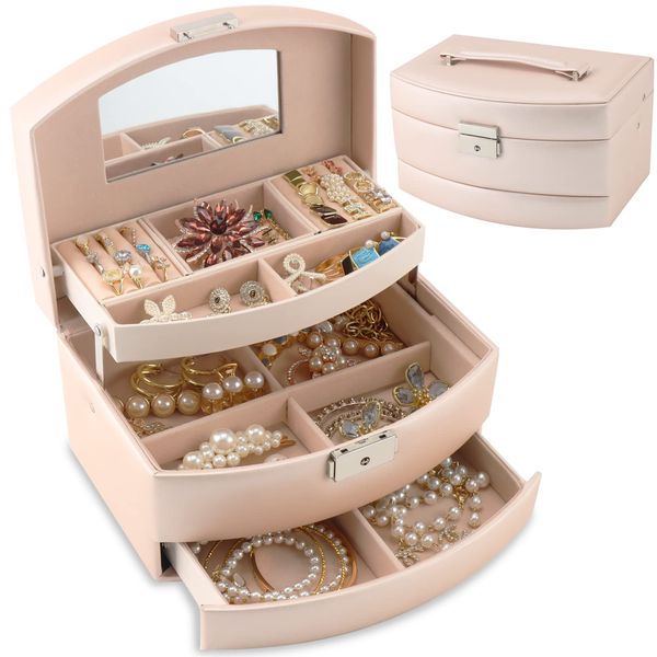 jewelry boxes pmnpu box for women with mirror senior pu leather 3layer matic organizer lock necklace earrings bracelets rings pink amxyu, Black;white
jewelry boxes pmnpu box for women with mirror senior pu leather 3layer matic organizer lock necklace earrings bracelets rings pink amxyu, Black;white