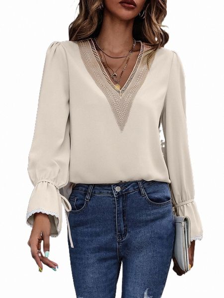 women's blouses & shirts guipure lace insert flounce sleeve blouse a13g#, White
women's blouses & shirts guipure lace insert flounce sleeve blouse a13g#, White