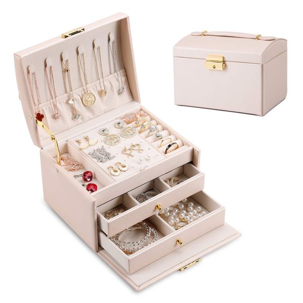 jewelry boxes dezzie womens box senior pu leather 3 layer medium sized storage with lock portable travel case for earrings bracelets amncw, Black;white
jewelry boxes dezzie womens box senior pu leather 3 layer medium sized storage with lock portable travel case for earrings bracelets amncw, Black;white