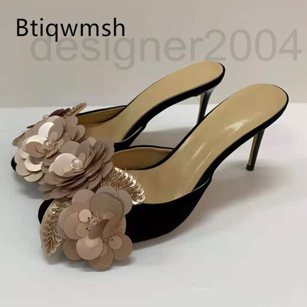 sandals designer luxury satin mules slippers woman pink sequins rhinestone flower high heeled shoes lady party 31q8, Black
sandals designer luxury satin mules slippers woman pink sequins rhinestone flower high heeled shoes lady party 31q8, Black