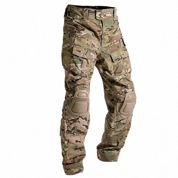 

men's pants military camouflage tactical army uniform trouser hiking multicam paintball combat cargo with knee pads w3kr#, Black