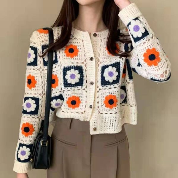 women's jackets 3d flowers shirts hollow embroidered knitted cardigan thin jacket lazy retro long sleeve korean sweaters pull fashion k, Black;brown
women's jackets 3d flowers shirts hollow embroidered knitted cardigan thin jacket lazy retro long sleeve korean sweaters pull fashion k, Black;brown