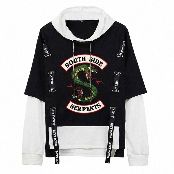 men's hoodies & sweatshirts fake two piece hooded south side serpents ribbon pullovers casual oversize hip hop homme clothing p366#, Black
men's hoodies & sweatshirts fake two piece hooded south side serpents ribbon pullovers casual oversize hip hop homme clothing p366#, Black