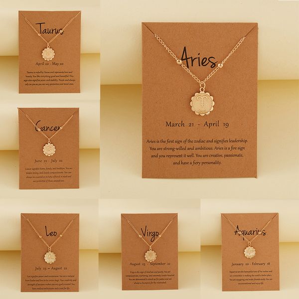 12 zodiac constellation carve coin pendant necklace minimalism clavicle chain necklace for women girls party jewelry wholesale, Silver
12 zodiac constellation carve coin pendant necklace minimalism clavicle chain necklace for women girls party jewelry wholesale, Silver