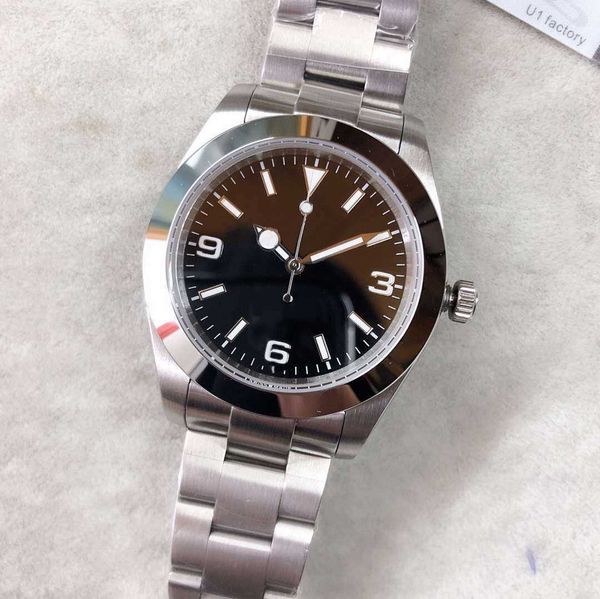 st9 39mm automatic mechanical mens watch watches silver case black dial 369 stainless steel bezel minute markers around 214270, Slivery;brown
st9 39mm automatic mechanical mens watch watches silver case black dial 369 stainless steel bezel minute markers around 214270, Slivery;brown