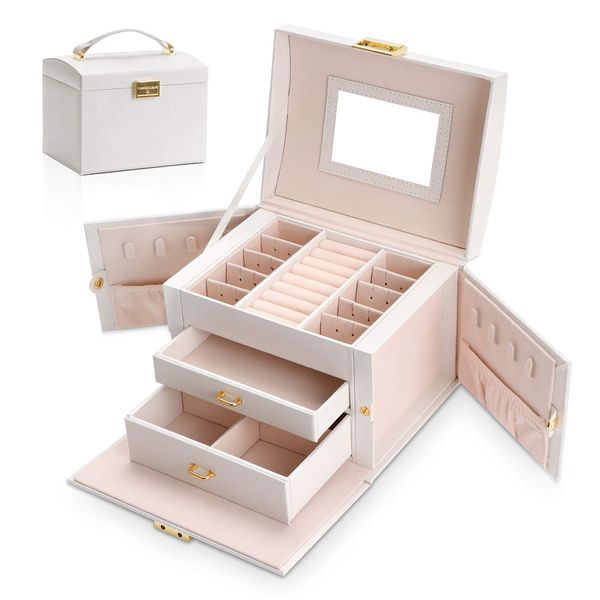 jewelry boxes box organizer display storage case holder with two layers lock mirror women girls leather for earrings rings necklaces amnyr, Black;white
jewelry boxes box organizer display storage case holder with two layers lock mirror women girls leather for earrings rings necklaces amnyr, Black;white