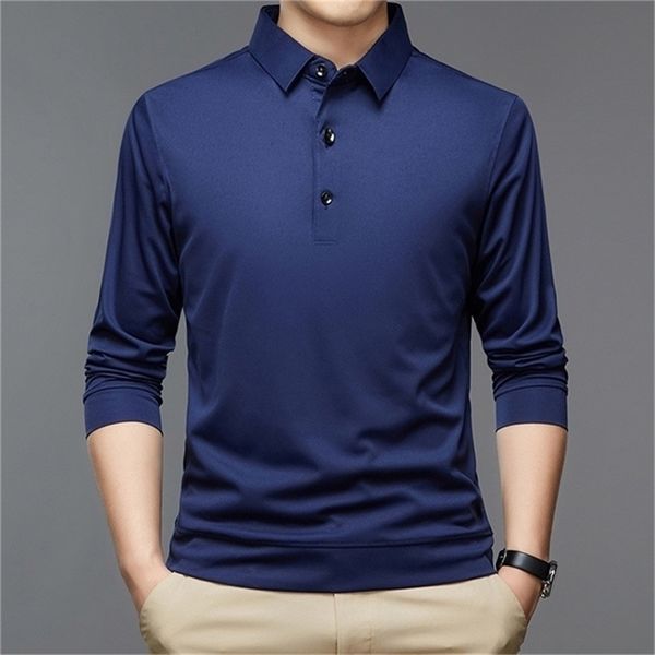 men's polos men polo shirt casual business solid polos shirts mens long sleeve polo homme fashion korean slim lapel tee 220826, White;black
men's polos men polo shirt casual business solid polos shirts mens long sleeve polo homme fashion korean slim lapel tee 220826, White;black