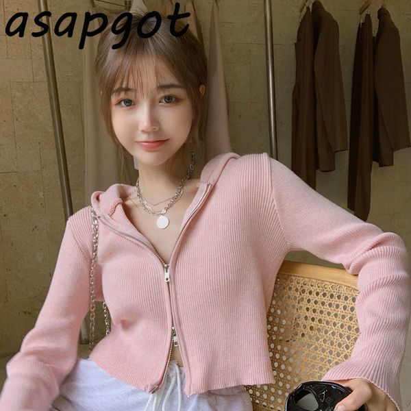 women's jackets short solid pink hooded sweaters double zipper cardigan coat chic korean sweet fashion knitwear wild drop gentle 22082, Black;brown
women's jackets short solid pink hooded sweaters double zipper cardigan coat chic korean sweet fashion knitwear wild drop gentle 22082, Black;brown