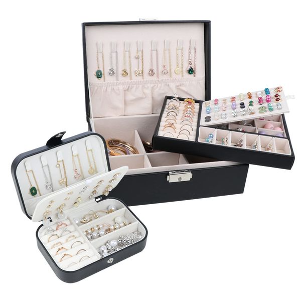 jewelry boxes box organizer with lock portable travel case pu leather for women girls earrings rings necklaces bracelets black amyut, Black;white
jewelry boxes box organizer with lock portable travel case pu leather for women girls earrings rings necklaces bracelets black amyut, Black;white