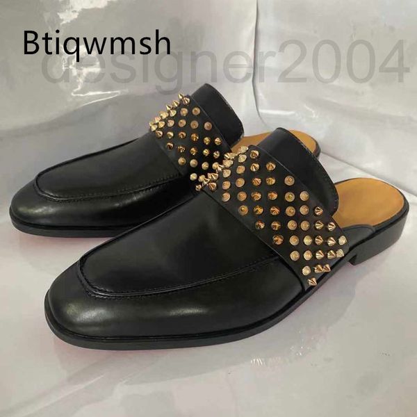 dress shoes designer studded mules slippers men toe round gold rivet apartts fashion summer casual shoes cbns, Black
dress shoes designer studded mules slippers men toe round gold rivet apartts fashion summer casual shoes cbns, Black