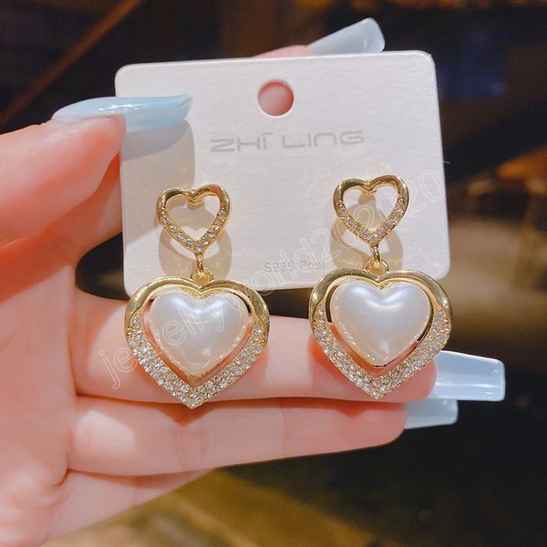elegant korean heart dangle earrings for women girl gold crystal trendy pearl wedding female jewelry birthday gifts, Silver
elegant korean heart dangle earrings for women girl gold crystal trendy pearl wedding female jewelry birthday gifts, Silver
