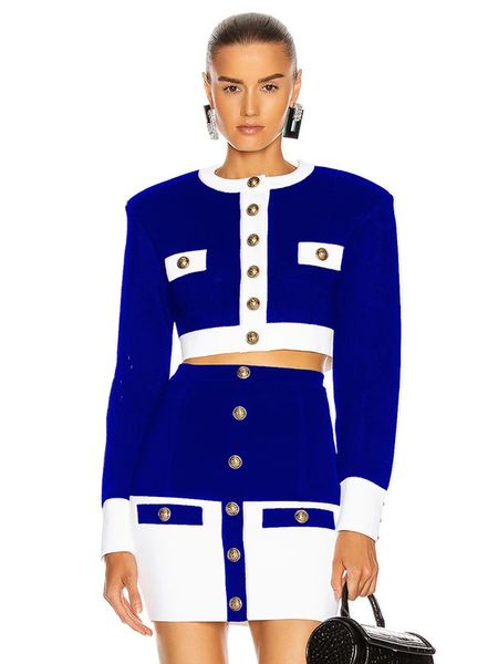 two piece dress ailigou patchwork blue white oneck long sleeve pocket button twopiece bandage skirt female set 2220827
two piece dress ailigou patchwork blue white oneck long sleeve pocket button twopiece bandage skirt female set 2220827