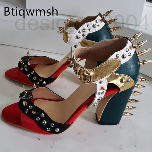 sandals designer blue studded sandals woman open toe rivet mixed color soft leather real high heel female party shoes byx3, Black
sandals designer blue studded sandals woman open toe rivet mixed color soft leather real high heel female party shoes byx3, Black