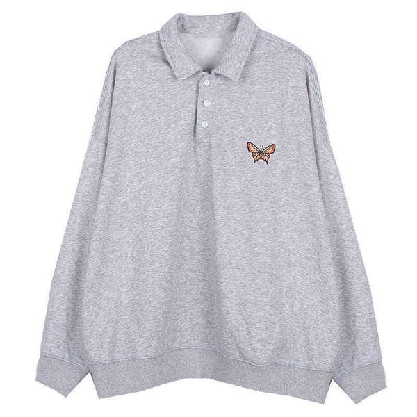 women's hoodies sweatshirts america vintage gray cotton embroid butterfly sweatshirts women oversized polo collar pullovers 2020autumn, Black
women's hoodies sweatshirts america vintage gray cotton embroid butterfly sweatshirts women oversized polo collar pullovers 2020autumn, Black