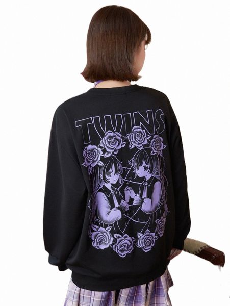 women's hoodies & sweatshirts romwe kawaii letter & floral print pullover q5gq#, Black
women's hoodies & sweatshirts romwe kawaii letter & floral print pullover q5gq#, Black