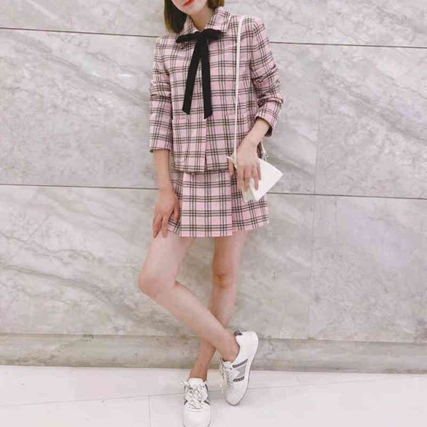 women's tracksuits fadan autumn winter bowtie collar plaid coat pollen suit college skirt, Gray
women's tracksuits fadan autumn winter bowtie collar plaid coat pollen suit college skirt, Gray