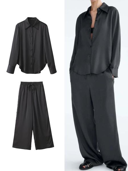 women's sleep lounge spring satin texture loose sleepwear women's silk black pajamas set 2 pieces long sleeve pants casual pijamas
women's sleep lounge spring satin texture loose sleepwear women's silk black pajamas set 2 pieces long sleeve pants casual pijamas