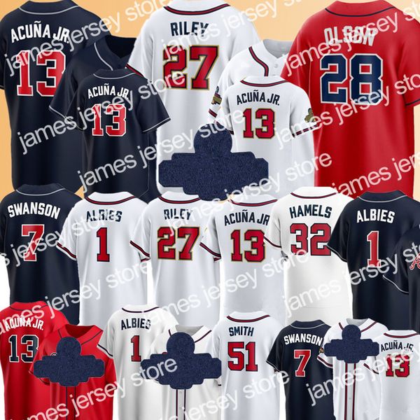 ronald acuna jr. baseball jersey 27 austin riley 28 matt olson 1 ozzie albies 7 dansby swanson baseball jerseys will smith jorge soler, Blue;black
ronald acuna jr. baseball jersey 27 austin riley 28 matt olson 1 ozzie albies 7 dansby swanson baseball jerseys will smith jorge soler, Blue;black