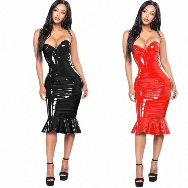 casual dresses s-6xl plus size red black pvc wet look leather strapless ruffle mermaid bodycon women off shoulder club party dress w0vq#, Black;gray
casual dresses s-6xl plus size red black pvc wet look leather strapless ruffle mermaid bodycon women off shoulder club party dress w0vq#, Black;gray