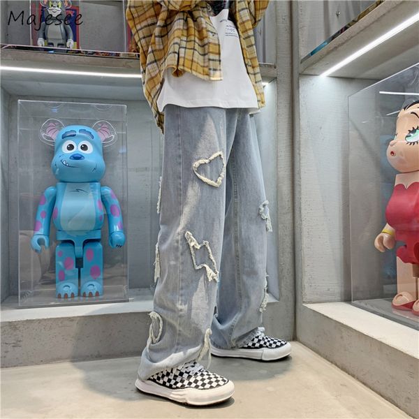 men's jeans vintage jeans men patches straight mopping loose distressed fashion wide leg ins washed denim streetwear trousers youth hip, Blue
men's jeans vintage jeans men patches straight mopping loose distressed fashion wide leg ins washed denim streetwear trousers youth hip, Blue