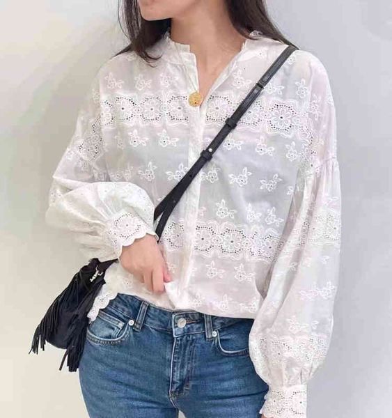 women's blouses shirts french single early spring sweet lace ruffle collar embroidery hollow out long sleeve shirt, White
women's blouses shirts french single early spring sweet lace ruffle collar embroidery hollow out long sleeve shirt, White