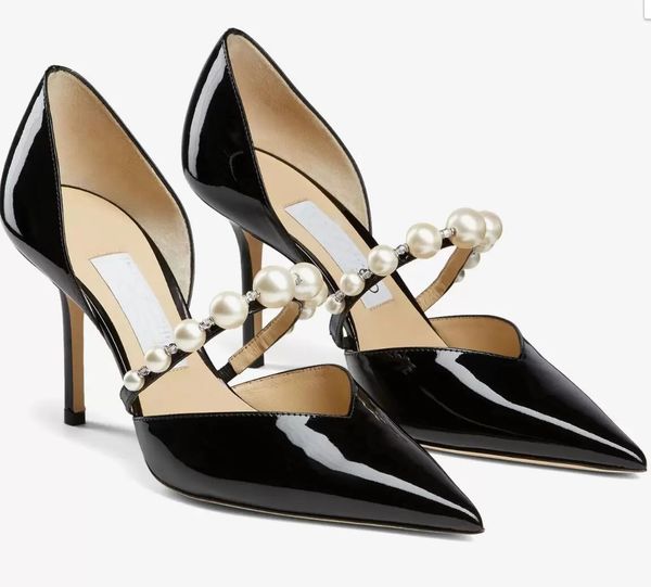 summer fashion aurelie sandals shoes women patent leather pointed toe lady pumps with pearl embellishment party wdding dress eu35-43 shoebox, Black
summer fashion aurelie sandals shoes women patent leather pointed toe lady pumps with pearl embellishment party wdding dress eu35-43 shoebox, Black