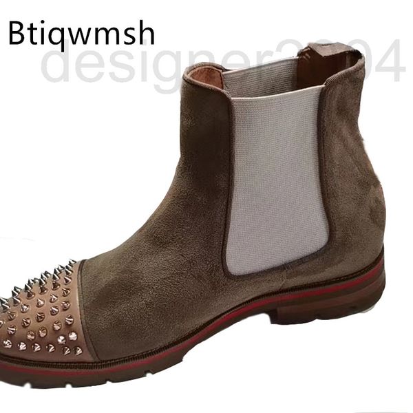 dress shoes designer dark beige studded ankle boots man toe round black real suede rivet thick bottom shoes men winter chelsea zttd
dress shoes designer dark beige studded ankle boots man toe round black real suede rivet thick bottom shoes men winter chelsea zttd