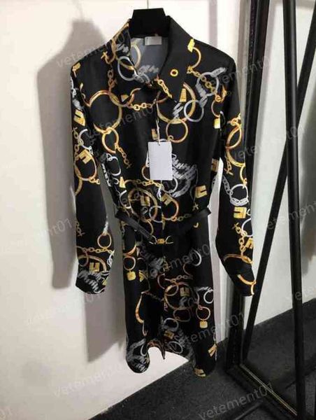 dress for womens luxury designer dresses fashion brand ce chain print belt nipped waist long sleeve dress women clothing 0912, Black;gray
dress for womens luxury designer dresses fashion brand ce chain print belt nipped waist long sleeve dress women clothing 0912, Black;gray