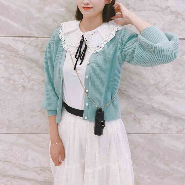 women's sweaters fadan pearl button knitted cardigan sweater with single row v-neck temperament short coat for women in summer, White;black
women's sweaters fadan pearl button knitted cardigan sweater with single row v-neck temperament short coat for women in summer, White;black
