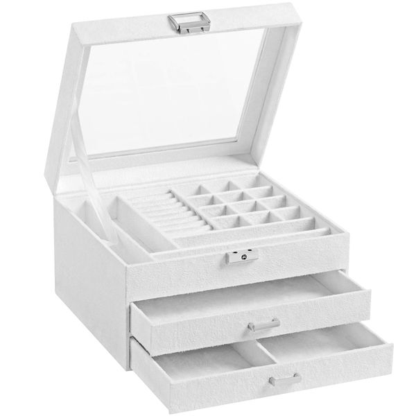 jewelry boxes songmics veet box 3tier display case and organizer with clear glass lid varying compartments for necklaces bracelets ri amltv, Black;white
jewelry boxes songmics veet box 3tier display case and organizer with clear glass lid varying compartments for necklaces bracelets ri amltv, Black;white