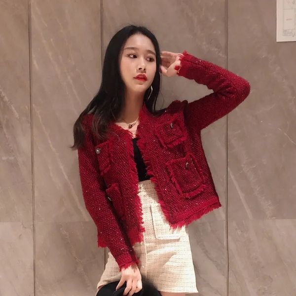 women's jackets women tassel tweed short jacket korean fashion vneck open stitch vintage coat spring autumn chic bling slim female oute, Black;brown
women's jackets women tassel tweed short jacket korean fashion vneck open stitch vintage coat spring autumn chic bling slim female oute, Black;brown