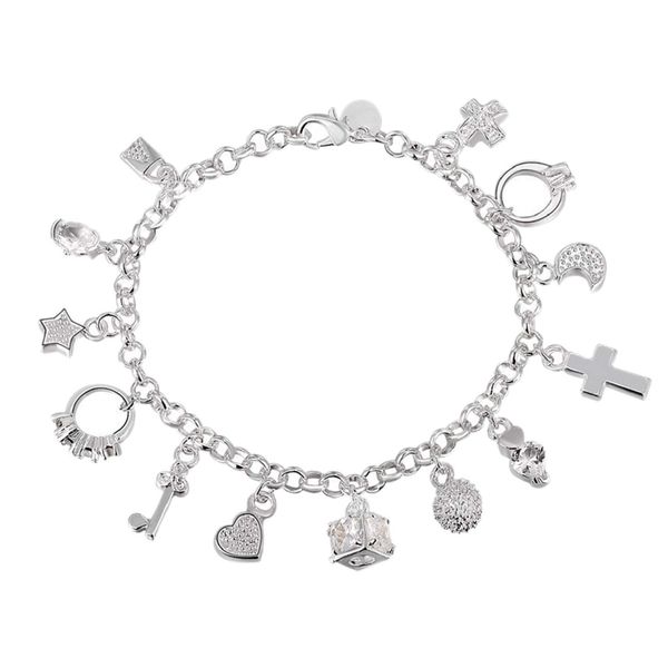 bangle womens 925 sier plated mtipendents charm wrist chain bracelet fashion jewelry amkew, Black
bangle womens 925 sier plated mtipendents charm wrist chain bracelet fashion jewelry amkew, Black