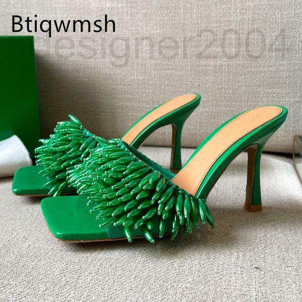 sandals designer green tassel mules slippers woman open toe gold purple red strange high heel shoes lady fashion holiday party pr72, Black
sandals designer green tassel mules slippers woman open toe gold purple red strange high heel shoes lady fashion holiday party pr72, Black