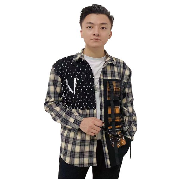 new men's plaid long-sleeved shirts european station spring and autumn designer personality all-match fashion casual trend shirts five, White;black
new men's plaid long-sleeved shirts european station spring and autumn designer personality all-match fashion casual trend shirts five, White;black