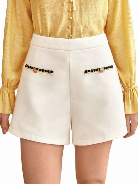 women's shorts frenchy embroidery taped trim shorts z6fx#, White;black
women's shorts frenchy embroidery taped trim shorts z6fx#, White;black