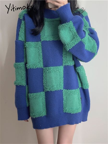 women's sweaters yitimoky women grid winter sweaters cashmere warm pullover ladies oneck fashions sweater women casual harajuku clothes, White;black
women's sweaters yitimoky women grid winter sweaters cashmere warm pullover ladies oneck fashions sweater women casual harajuku clothes, White;black