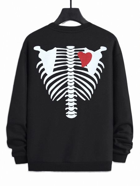 men's hoodies & sweatshirts men skeleton print drop shoulder sweatshirt s09c#, Black
men's hoodies & sweatshirts men skeleton print drop shoulder sweatshirt s09c#, Black