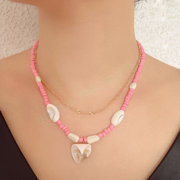 bohemian double layers pink beads shell pendant necklace women handmade choker necklace, Silver
bohemian double layers pink beads shell pendant necklace women handmade choker necklace, Silver
