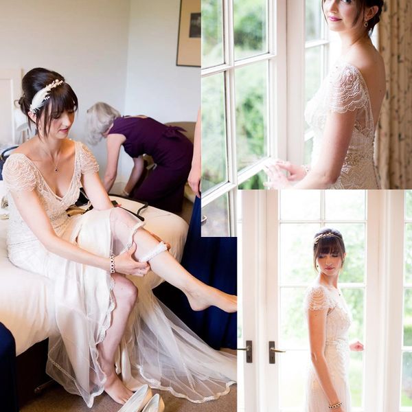 new plus size mermaid wedding dresses open back vintage beach bridal gowns sheath deep v-neck short sleeves for boho wedding wear, White
new plus size mermaid wedding dresses open back vintage beach bridal gowns sheath deep v-neck short sleeves for boho wedding wear, White