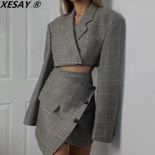 two piece dress xeasy woman skirt suits with jackets 2 piece set women cropped blazer female suit highwaisted mini skirt plaid blazers sets, White
two piece dress xeasy woman skirt suits with jackets 2 piece set women cropped blazer female suit highwaisted mini skirt plaid blazers sets, White