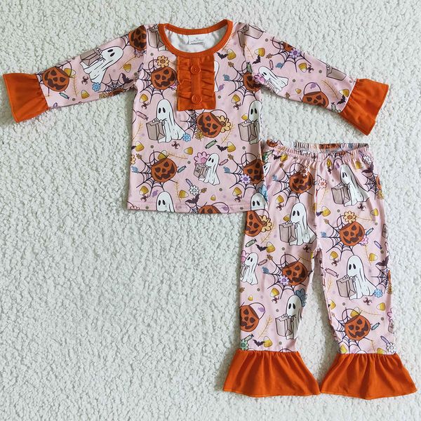 fashion kids clothes girls halloween pajamas set pumpkin ghost boutique baby girl nightgown, Blue;red 
fashion kids clothes girls halloween pajamas set pumpkin ghost boutique baby girl nightgown, Blue;red