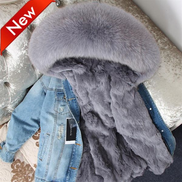 women's down parkas jeans jacket with fasion holes real rabbit furs liner detachable and smooth fox fur collar260y, Black
women's down parkas jeans jacket with fasion holes real rabbit furs liner detachable and smooth fox fur collar260y, Black