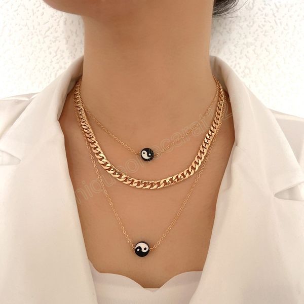 fashion multi-layers tai chi yin yang pendant necklaces metal simple casual statement choker necklace, Silver
fashion multi-layers tai chi yin yang pendant necklaces metal simple casual statement choker necklace, Silver