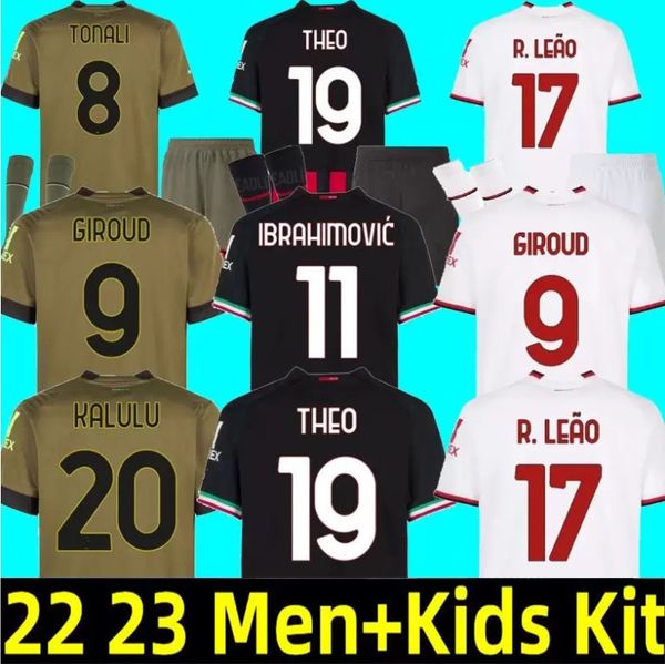 22 23 ac milans giroud soccer jersey ibrahimovic kessie football shirt 2022 2023 tonali rebic camiseta kjaer theo brahim r.leao lazetic men, Black;yellow
22 23 ac milans giroud soccer jersey ibrahimovic kessie football shirt 2022 2023 tonali rebic camiseta kjaer theo brahim r.leao lazetic men, Black;yellow