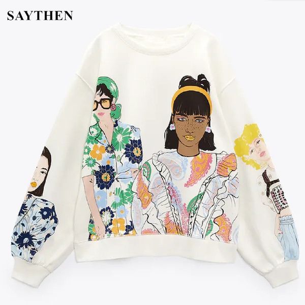 women's hoodies sweatshirts saythen autumn style women's european and american style round neck longsleeved character printing kni, Black
women's hoodies sweatshirts saythen autumn style women's european and american style round neck longsleeved character printing kni, Black