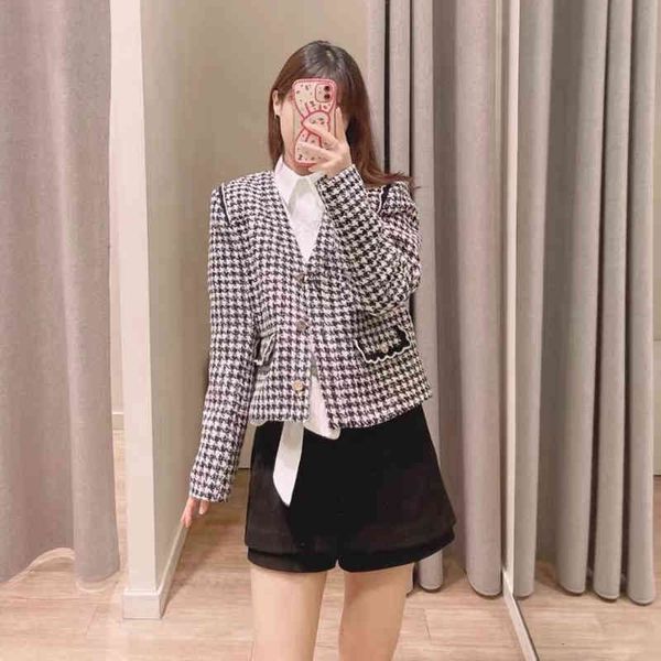 women's jackets french minority early autumn women's wear thousand bird grid v-neck tweed versatile coat, Black;brown
women's jackets french minority early autumn women's wear thousand bird grid v-neck tweed versatile coat, Black;brown