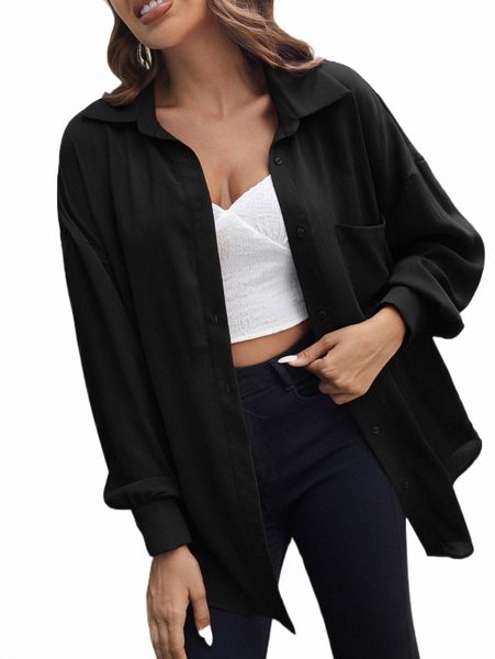 women's blouses & shirts solid button front pocket patched shirt 75fc#, White
women's blouses & shirts solid button front pocket patched shirt 75fc#, White