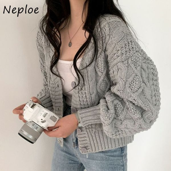 women's jackets neploe loose lantern sleeve twist sweater coat female autumn korean style chic knitted cardigan woman vneck short sweat, Black;brown
women's jackets neploe loose lantern sleeve twist sweater coat female autumn korean style chic knitted cardigan woman vneck short sweat, Black;brown
